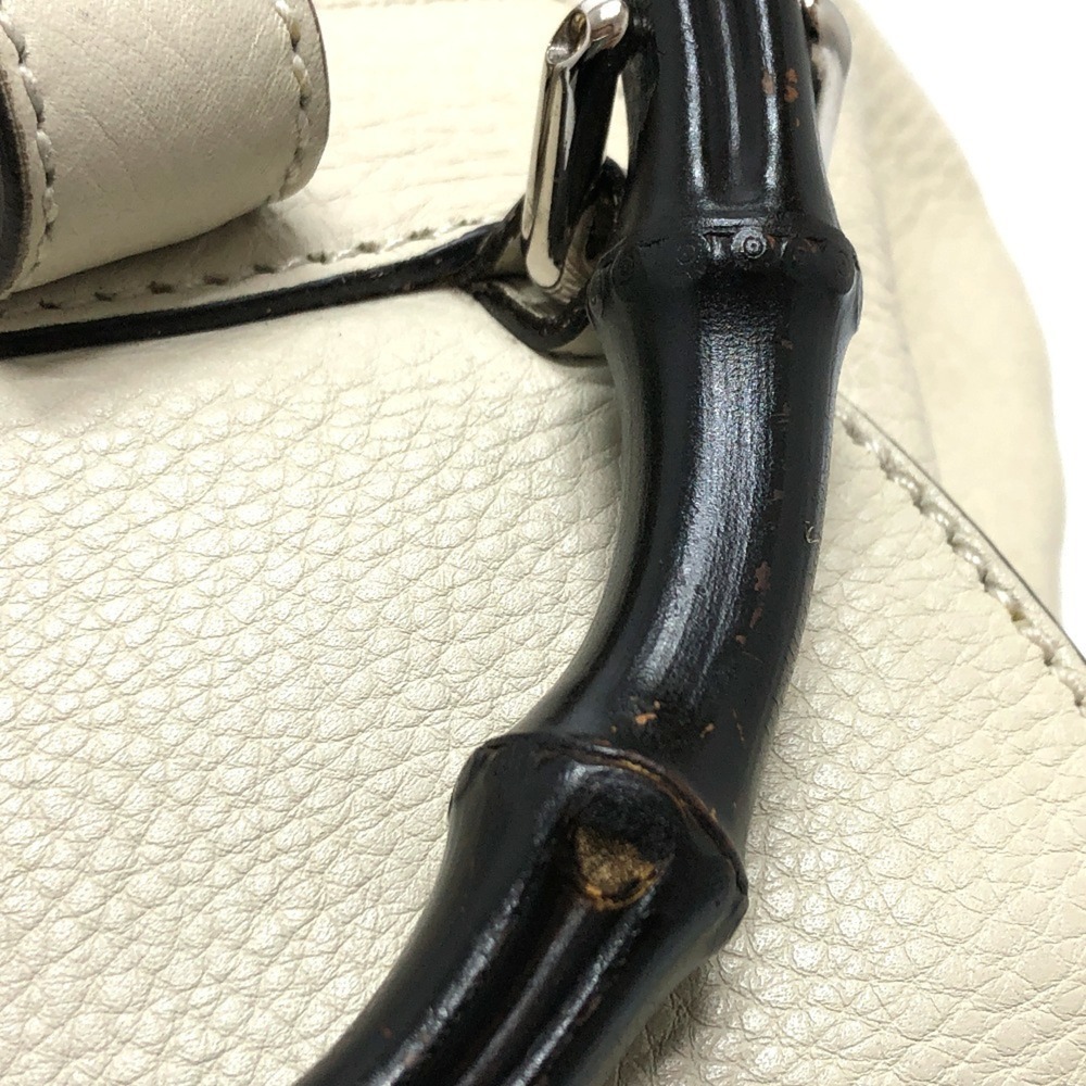 GUCCI Authentic White Leather Bamboo Backpack - Picture 12 of 16